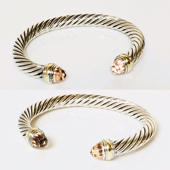 David Yurman 7mm Morganite Cable Cuff Bracelet - Picture 2 of 7